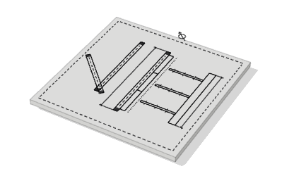 The site plan of a Skyharbor macro hub, the fourth airport level, on a card slab.